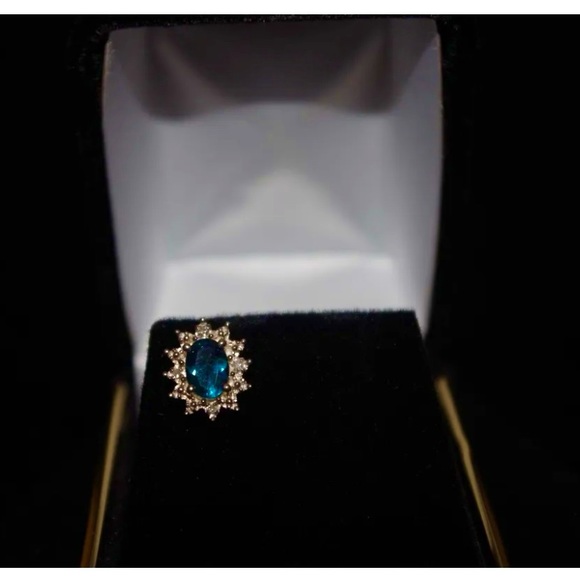 925 SILVER/DIAMONDS/BLUE TOPAZ SINGLE EARRING "STUNNING" - Picture 1 of 5